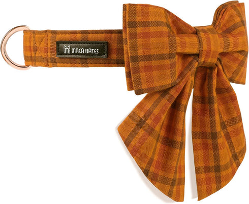 Maca Bates Thanksgiving Day Halloween Checkered Dog Collar with Grid Bow Plaid Bowtie, Adjustable Cute Collars for