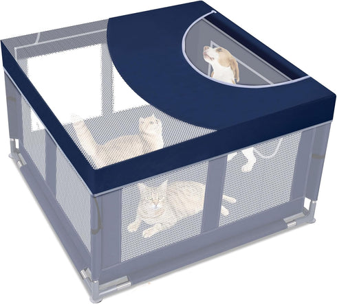 Dog Playpen Cover, 42x42 inch Dog Play Pen Top with Hooks, Soft