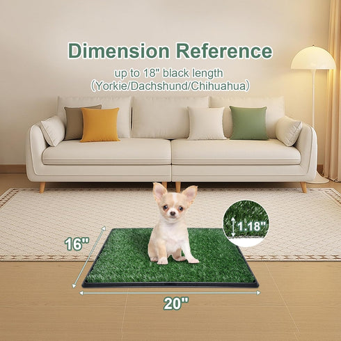 Dog Grass Pet Loo Indoor/Outdoor Portable Potty, Artificial Grass Patch Bathroom Mat, 20"x16"