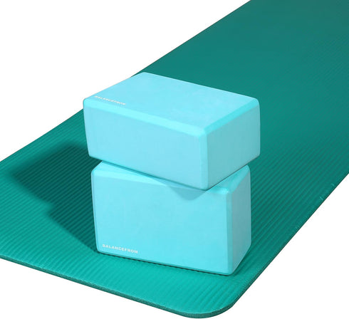 Signature Fitness Set of 2 High Density Yoga Blocks, 9"x6"x4" Each, Pair in Multiple Colors