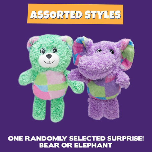 Pet Factory Logical Pet Patchwork Squeaky Plush Dog Toy, Randomly Selected - Bear or Elephant