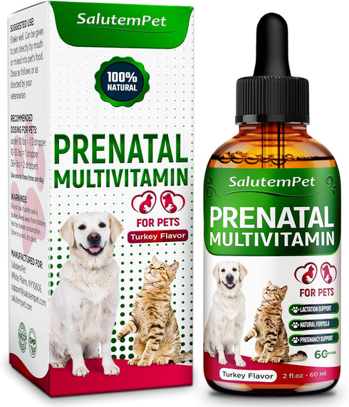 Dog Prenatal Vitamins, Supplies for Pregnant Cats, Vitamins for Dogs and Cats, 2 oz