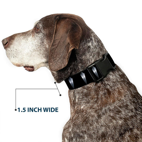 Buckle-Down Dog Collar with Plastic Clip, Black Panther Tooth Necklace, Multi Color, 1.5" Wide, Fits 18-32" Neck