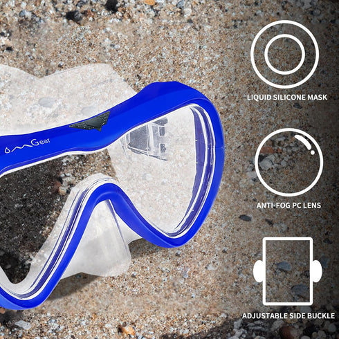 OMGear Snorkeling Gear, Diving Mask for Kids & Adults, Silicone Swim Goggles with Nose Cover for Scuba Diving
