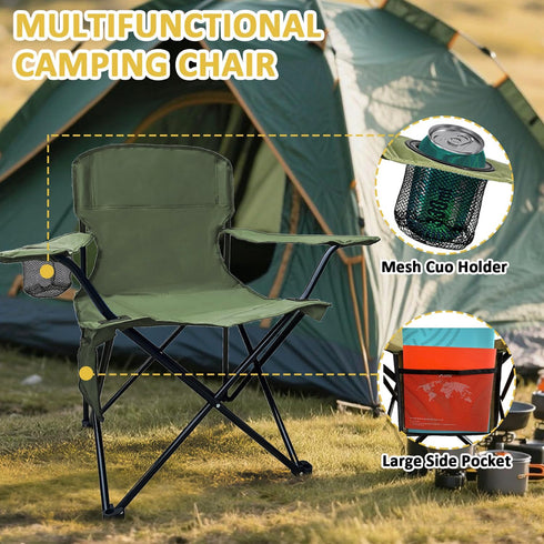 225lbs Backpacking, Folding Camping Chair with Cup Holder & Storage Bag, Capacity, Large Anti-Sink Feet, Breathable PE