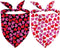 Kunovate Valentine's Day Dog Bandanas 2 Pack, Hearts Dog Bandana Reversible Triangle Bibs