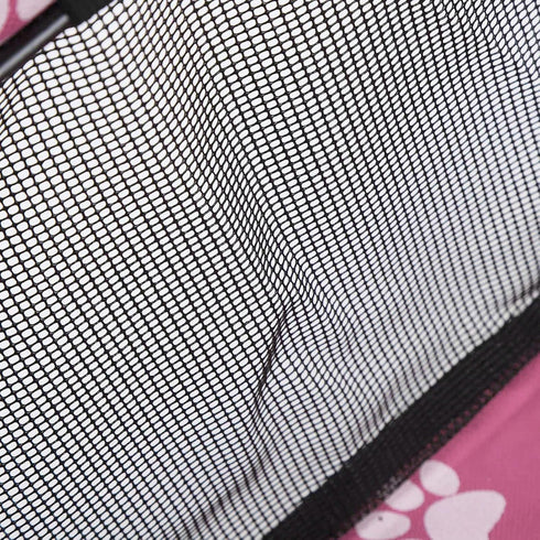 Pet Safety Seat with Oxford Cloth Bear Paw Pattern, Washable Adjustable Strap Carrier Storage Bag for Travel (Pink Paw