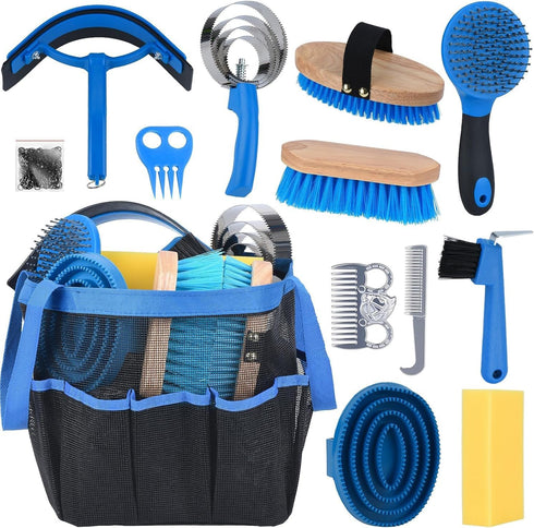 13 Piece Horse Grooming Kit, Horse Brushes for Grooming Supplies with Portable