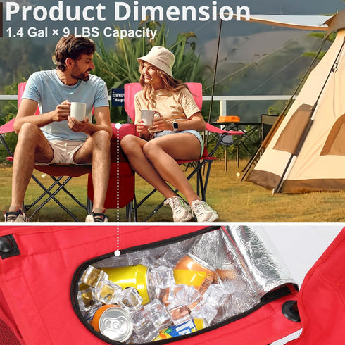 Volowoo Portable Double Folding Picnic Chairs,Double Folding Beach Chairs,Beach Camping Chair W/Umbrella Mini Table
