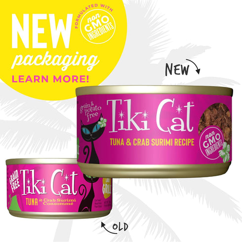 Tiki Cat Grill Tuna & Crab Surimi, High-Protein Wet Whole Foods Cat Food, 2.8 oz Cans (Pack of 12)