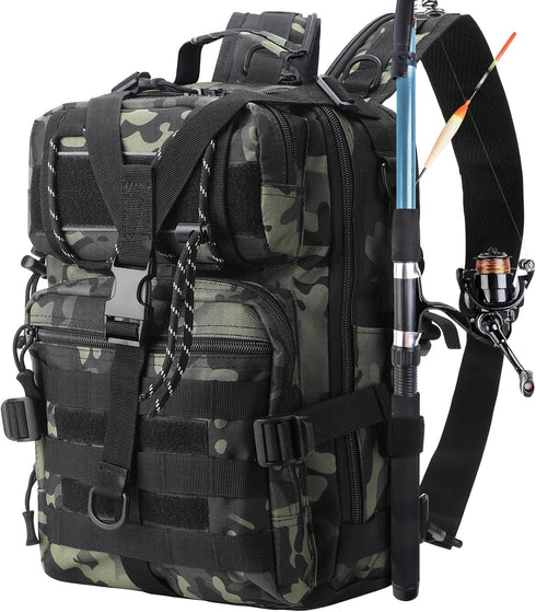 Fishing Tackle Backpack, Military Tactical Sling Bag, Fishing Gear Storage, Molle Assault Pack for Hiking Rucksack