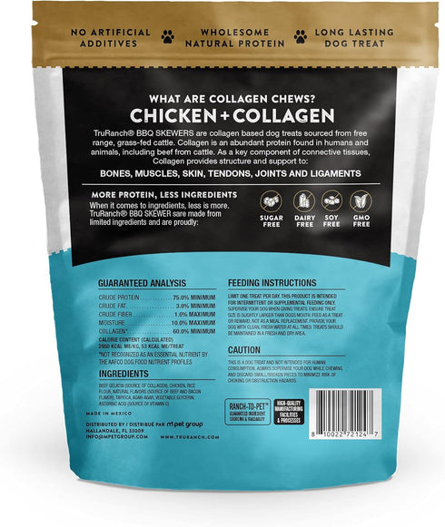 5" BBQ Collagen Skewers, Healthy Joint Support Dog Treat, Rawhide Alternative, Skin & Coat Health, 1 Bag, 15 Count