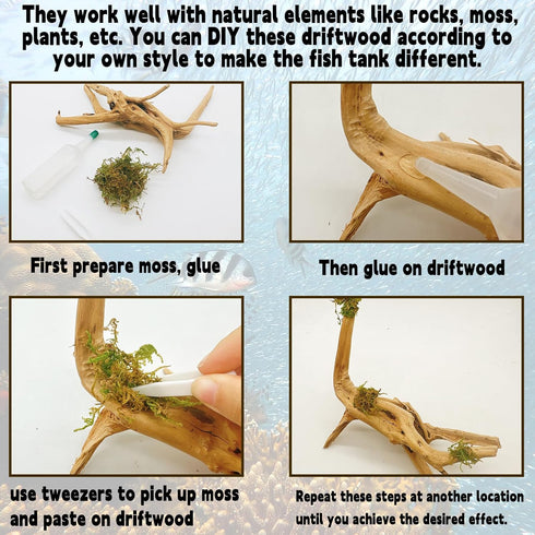 Hamiledyi 4 Pcs Driftwood for Aquarium, Natural Spider Wood Fish Tank Log Ornament