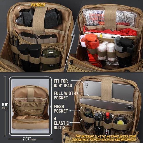 WYNEX Tactical Molle Admin Pouch, Large Capacity Utility EDC Pouch Organizer with Medical EMT Attachment