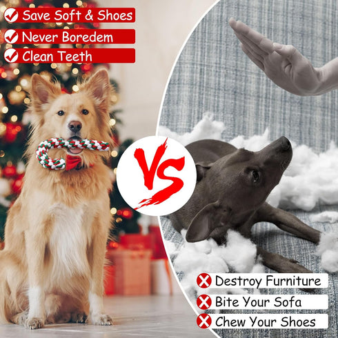 Liliful 24 Pieces Christmas in July Dog Rope Toys | Candy Cane Chew Toys for Small Medium Large Dogs
