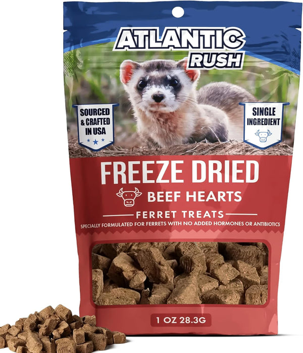 Freeze Dried Ferret Treats - 1oz Resealable Bag, Beef Heart Ferret Snacks, Single Ingredient, No Preservatives