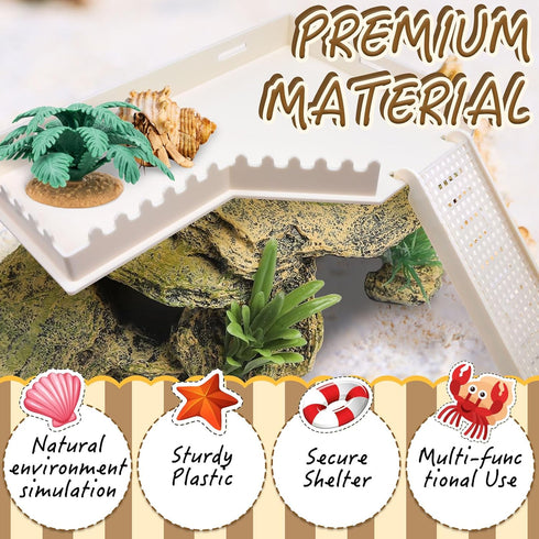 Niuohoy Hermit Crab L-Shaped Platform with Ladder Hermit Crab Climbing Toys, Habitat Tank Accessories, Reptile