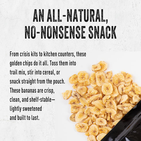 Pack 48 (6 Ready Hour Banana Chips Case Emergency Snacks, Dehydrated Fruit, Long-Term Storage, Crunchy Banana, Survival