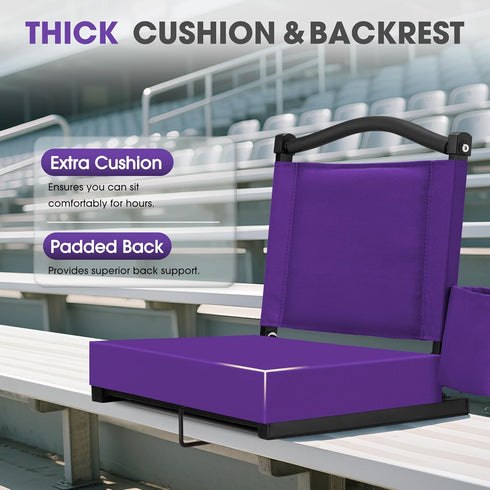 Fragess Bleacher seat, Stadium Seats with Back Support and Thick Cushion, Bleacher Chairs with Shoulder Strap and Side