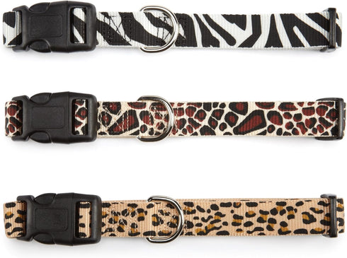 Zebra-Print Nylon Dog Collar, Fits 14–20 Inch Necks