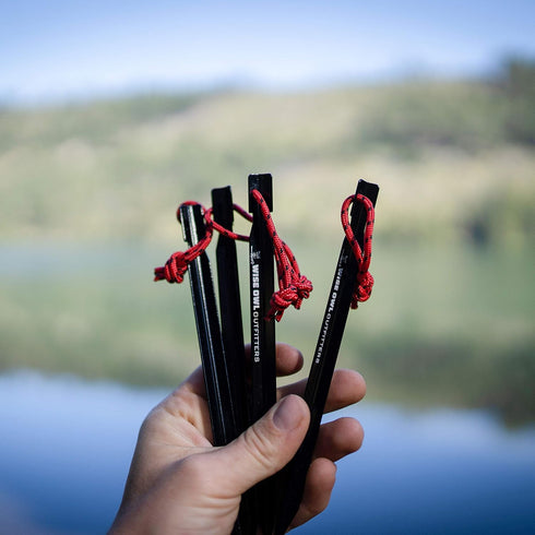 Wise Owl Outfitters Heavy Duty Tent Stakes for Outdoor Tent & Tarp, Available in 12pk or 16pk Black