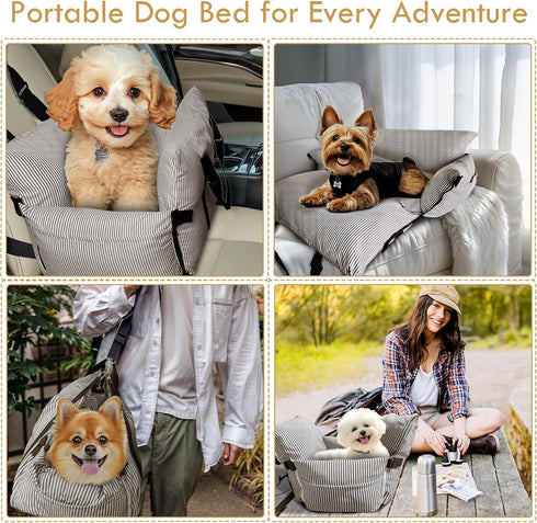 15 lbs, Dog Car Seats for Small Dogs, Puppy Car Seat Under Small Dog Bed for Travel, Elevated Pet Seat with Safety