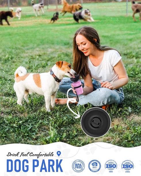 Lesotc Portable Dog Water Bottle with Dispenser and Leak Proof Bowl, Puppy Essentials for Outdoor Walking, Hiking,