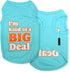 Parisian Pet Dog T-shirt - Embroidered “I’m Kind of Big Deal” - Lightweight Blue Sleeveless Tee for Small Dogs