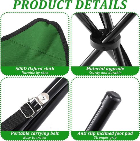 KKONHII Folding Camping Stool,Portable Travel Outdoor Tripod Seat,Green Folding Camping Chairs for Camping Party