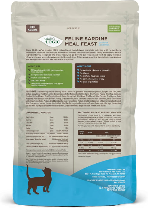 Nature's Logic Sardine Dry Cat Food, 3.3 lb (1 Pack)