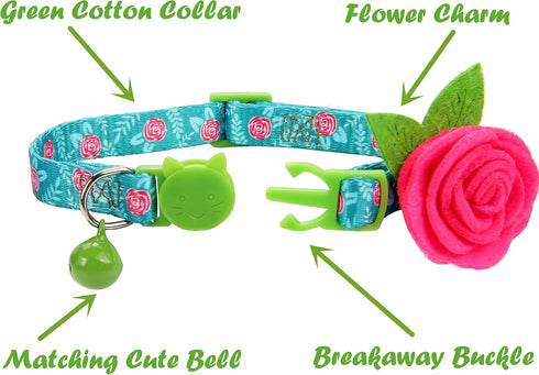Spring Cat Collar, Floral Kitten Collar Breakaway, Flower Dog Collar for Small Female Dogs