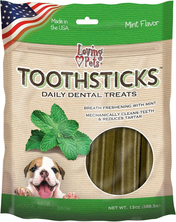 Loving Pets Toothsticks, Fresh Mint Dental Sticks for Toy/Small Dogs (1-20 lbs)