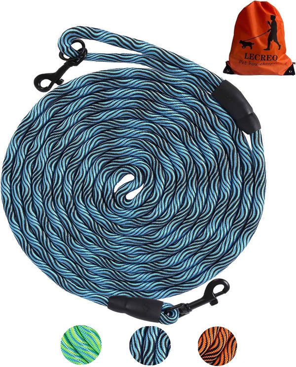 Long Dog Leash Tie-Out Check Cord, 16FT/30FT/50FT/100FT Heavy Duty Recall Training Rope Leash for Dogs