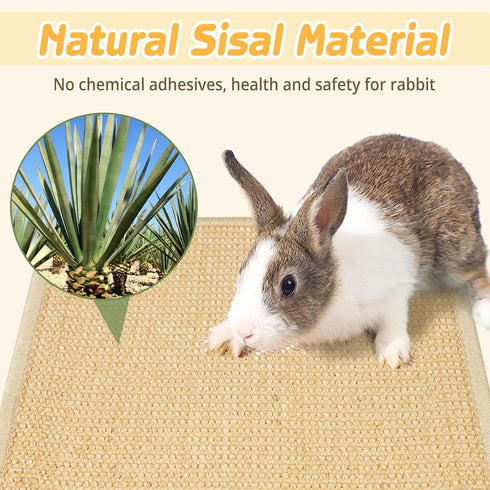 2Pcs (15.7x11.8 Bunny Scratch Pads, Sisal Rabbit Scratching Pad,Natural Cat Resting Mats for Cages,Guinea Pig Bed