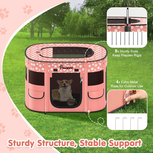 600D Dog Playpen, Portable Pet Cat PlayPen, Oxford Dog Kennel Tent Crate, Breathable&Waterproof, Outdoor Indoor Travel