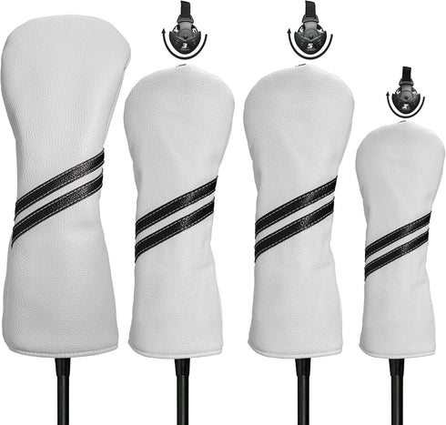Golf Club Head Covers Set, 4pcs or 1pc Golf Accessories for Woods and Driver Fairway Hybrids