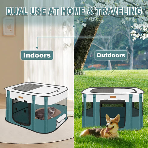 Dog Playpen - Foldable Cat Play Pens for Pubby,Kitten, Rabbit,Portable Pet Tent with Carring Bag for Indoor/Outdoor