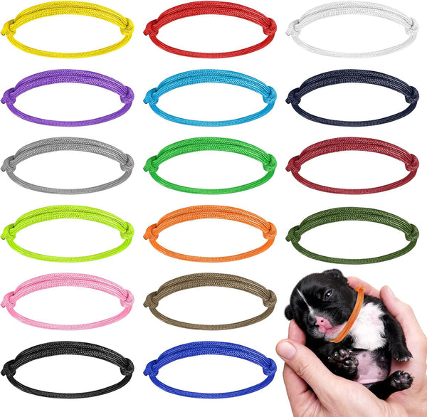16pcs Puppy ID Collars, Adjustable Whelping Collars, Identification Bands for Dog Kitten Newborn Pets, Multi-Coloured