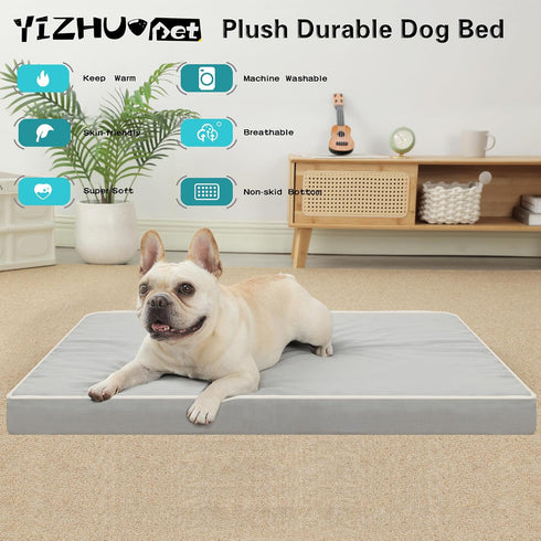 Dog Bed Mats for Medium Dogs, Orthopedic Pet Bed, Thick Egg Foam Crate, Removable Washable Cover, Non-Slip Bottom