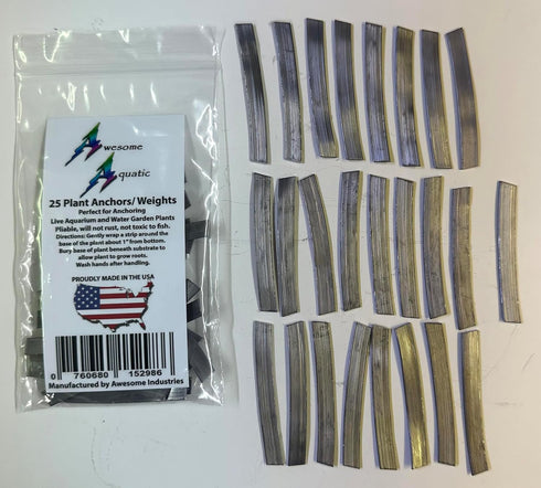 Awesome Aquatic Plant Anchors/Weights - 25 pk Strip Lead Ribbon for Live Plants Weight Anchor