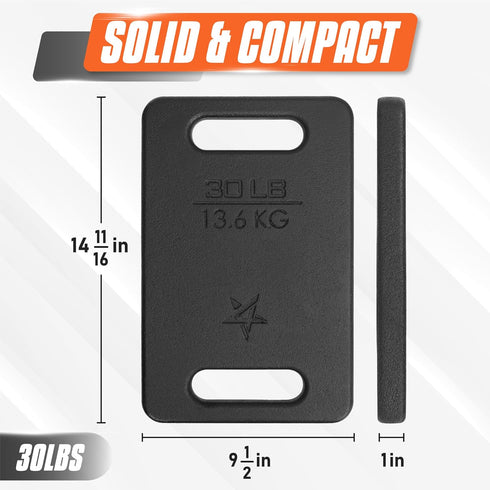 Yes4All Cast Iron Weighted Ruck Plate for Rucking, Swings, Squat, Strength Training - Multiple Weights: 10LB to 45LB