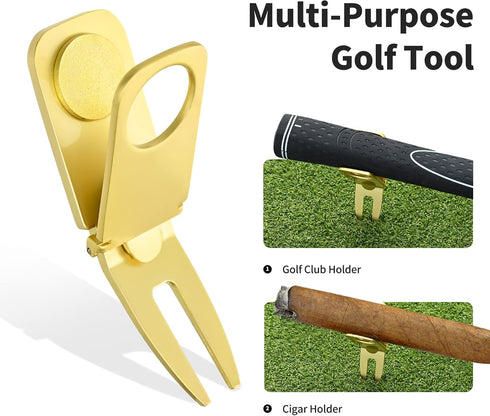 6 1 Mile High Life Golf Divot Tool and Ball Marker, Golf Cigar Holder, Magnetic Golf Cart Cigar Holder Clip, in Golf