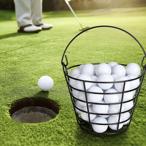Golf Ball Metal Range Basket 2 Pack | Container Holds 50 Balls | Golf Ball Bucket with Handle
