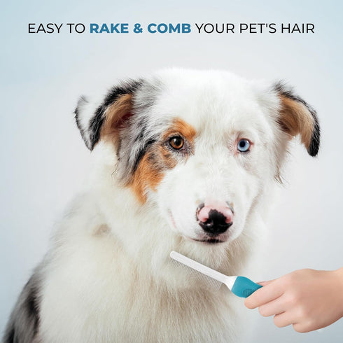 Poodle Grooming Comb - Metal Dematting Comb with Long & Short Stainless Steel Teeth for Gentle Removal of Matted Hair
