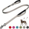 Fida 4 FT Heavy Duty Dog Leash - 2 Comfortable Padded Handles with Traffic Handle & Easy Snap Hook (Grey)