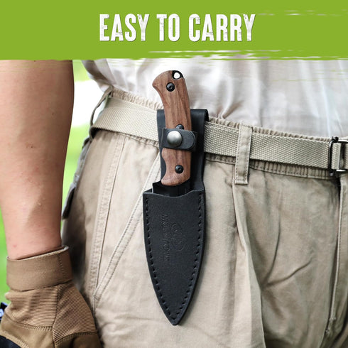 Mossy Oak Fixed Blade Knife with Sheath, Full-tang Stainless Steel Blade, Outdoor Knives for Camping, Hiking (Wood