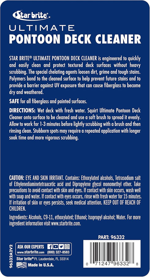 STAR BRITE Ultimate Pontoon Deck Cleaner - Lift Dirt & Stains from All Carpets, Woven, Foam & Textured Surfaces - 32 OZ (096332)