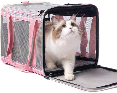 EXPAWLORER Cat Carrier Large, Soft-Sided Top Load Travel Carrier for Medium Cats Under 25, Airline Approved