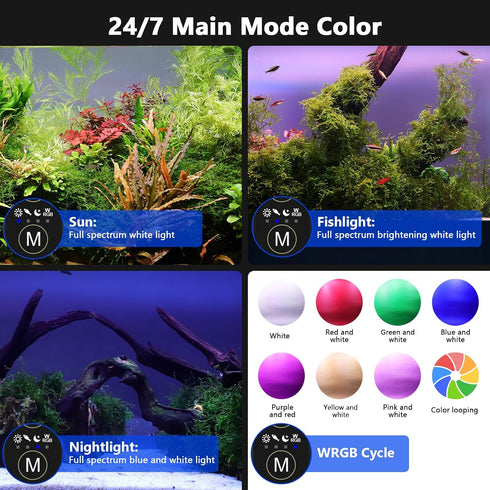 24/7 39in~45in hygger New Mode Timer LED Aquarium Light, Auto On Off Full Spectrum Fish Tank Light Fish