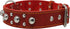 Red Real 1.5" Wide Thick Leather Studded Dog Collar, Fits 17"-21.5" Neck, Large Breeds